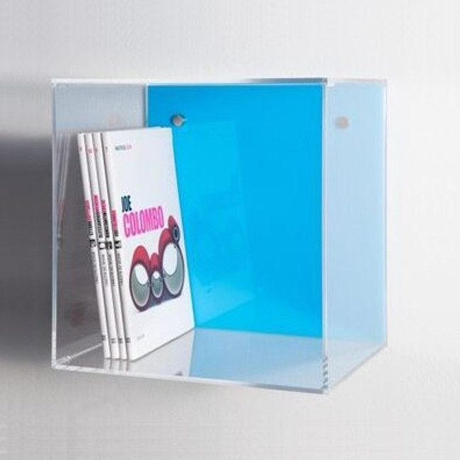 acrylic lucite wall shelf cube bright colors kids storage wall hanging shelf