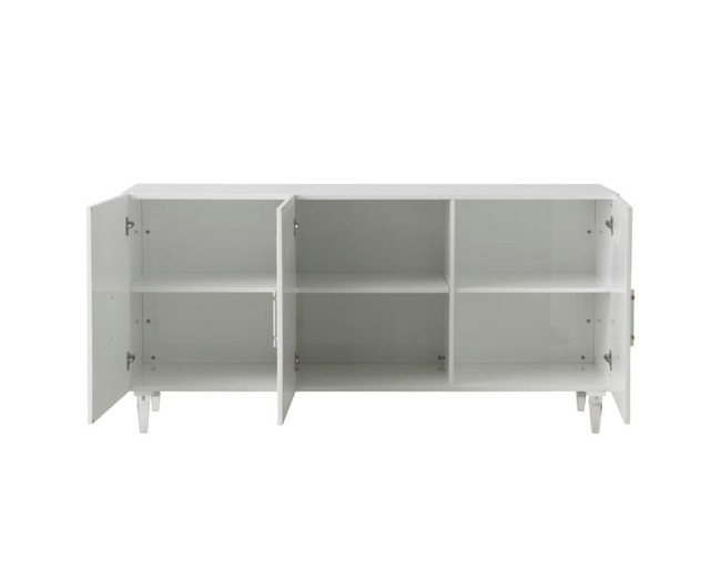 white modern sideboard lucite acrylic hardware mid century Tov Furniture Famke White Lacquer Buffet TOV-D5518