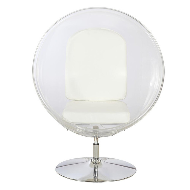 FMI9993WHITE fine mod imports ball acrylic accent bubble standing chrome chair white