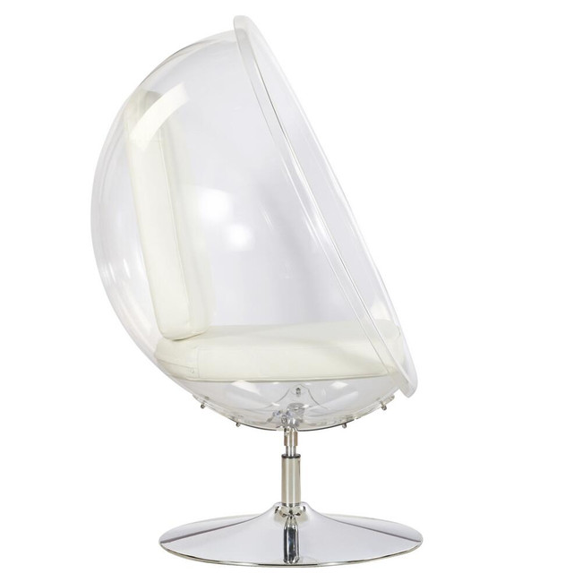 FMI9993WHITE fine mod imports ball acrylic accent bubble standing chrome chair white