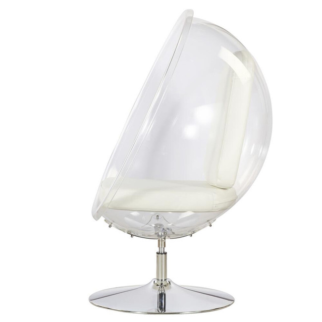 FMI9993WHITE fine mod imports ball acrylic accent bubble standing chrome chair white