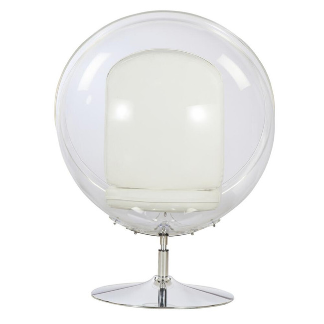 FMI9993WHITE fine mod imports ball acrylic accent bubble standing chrome chair white