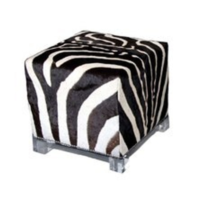custom clear lucite base legs zebra hide ottoman ralph lauren animal skin stool