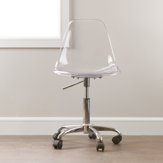 clear mid century modern desk chair with chrome Annexe - Acrylic Office Chair with Wheels 