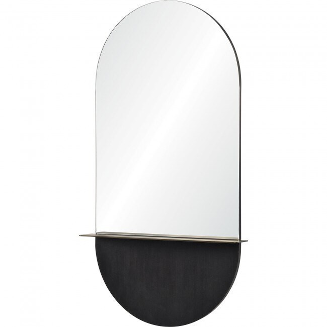 frameless oval mirror frameless black metal frame shelf decorative powder room modern mirror