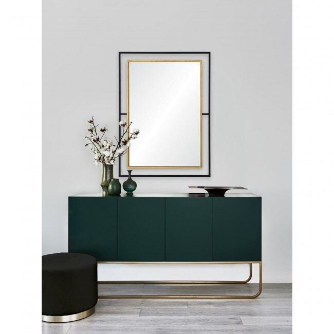 best large rectangle floating mirror black and gold metal accent renwill gray mirror