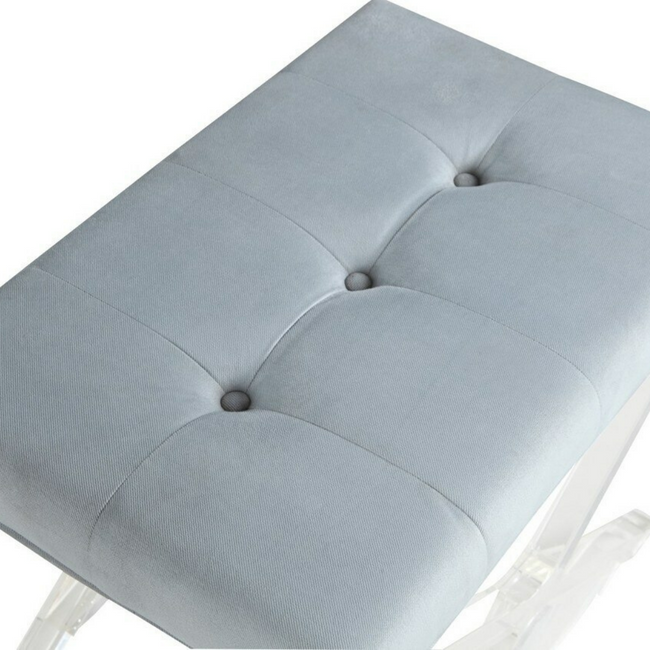 Blue Grey Ottoman with Acrylic X Base (5033-ot-gry)