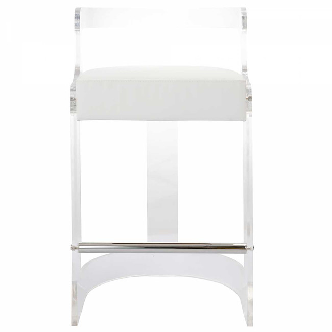 worlds away Malone barstool counterstool clear acrylic lucite open back arms white seat
