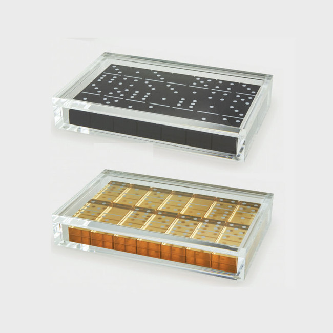 metallic and lucite acrylic box set domino modern game gift tizo