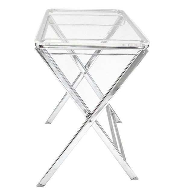 Clear Acrylic Foldable tv LeisureMod Victorian Foldable End Side Table Tray End Table