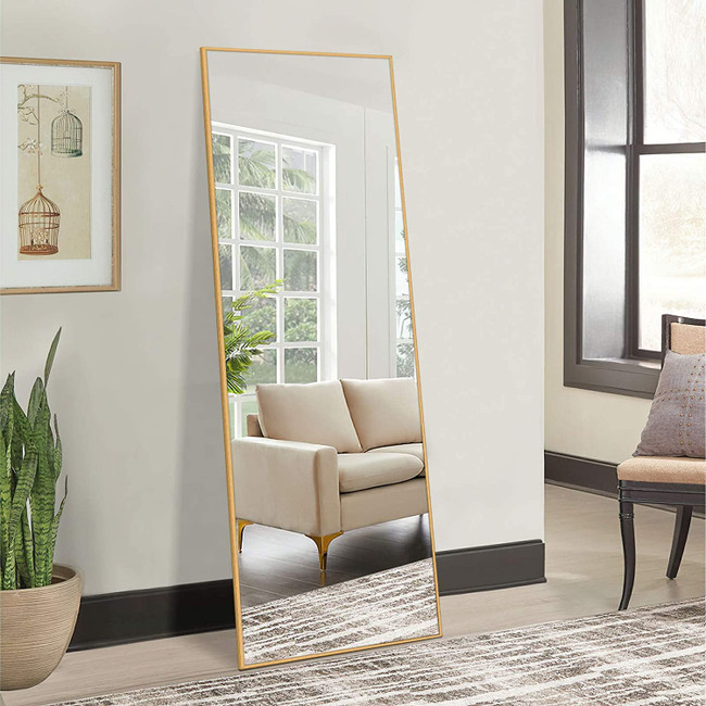 Modern Minimal Frame Leaner Floor Standing Mirror,