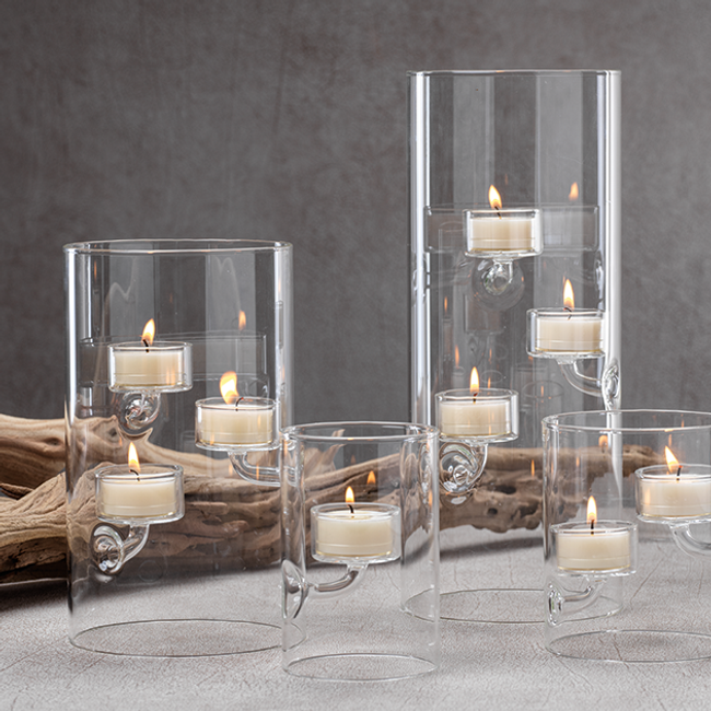zodax Suspended Glass Tealight Holder / Hurricane floating tall clear modern