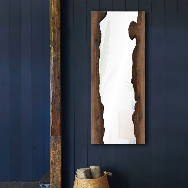 renwil connix tall live edge wood rustic style wall mirror