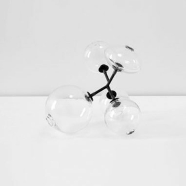 sklo studio pivot clear handblown glass atom satellite table top sculpture decor