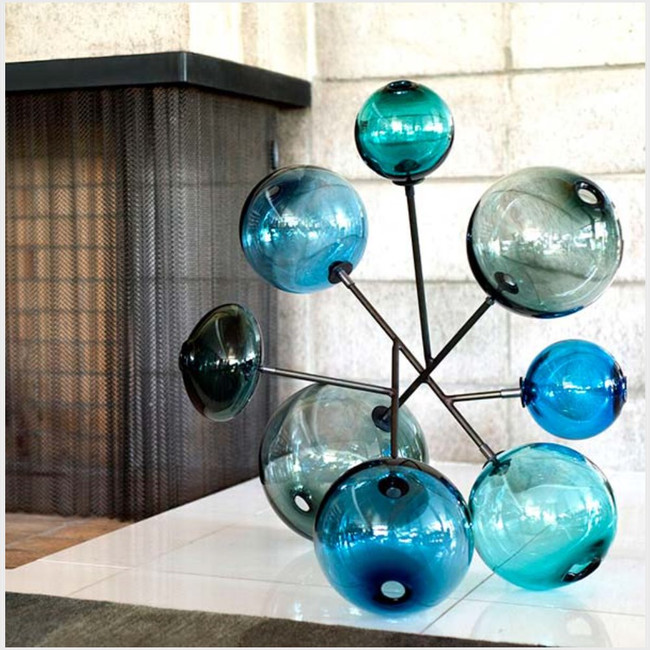 sklo studio pivot blues grey glass modern tabletop sculpture