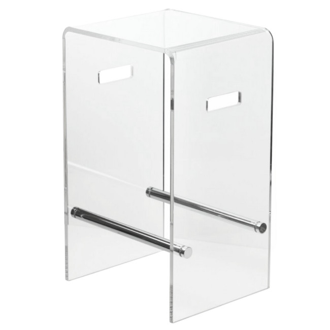 Clear Backless Waterfall Counter Stools with Metal Footrest Set