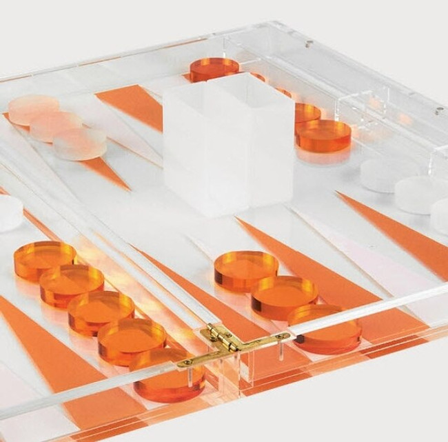 tizo color lucite game clear backgammon set acrylic orange