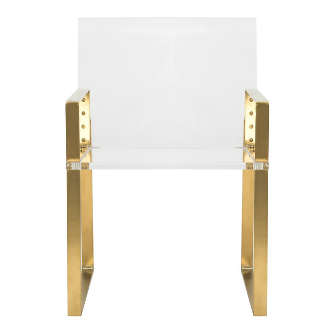 safavieh Langston acrylic arm chair gold dining chair with clear seat and bottom campaign style