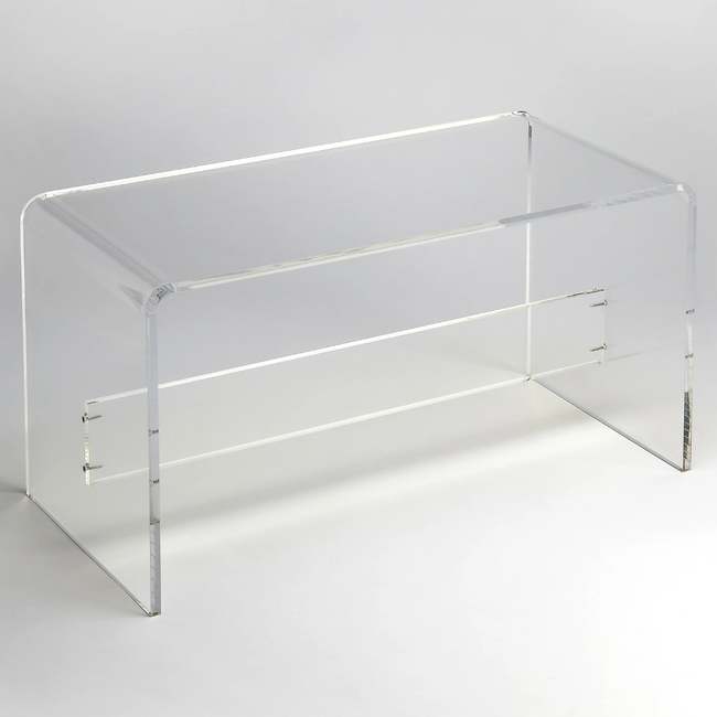 Clear Lucite Waterfall Bench with Cross Bar