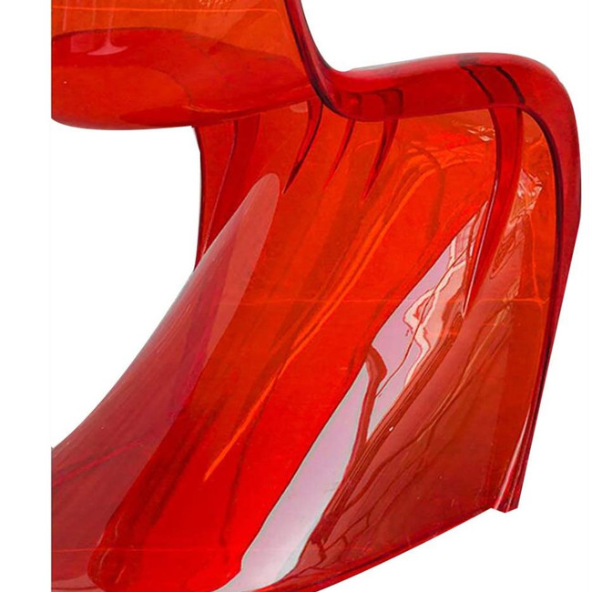 sheer red transparent s shape lucite acrylic side desk office modern chair