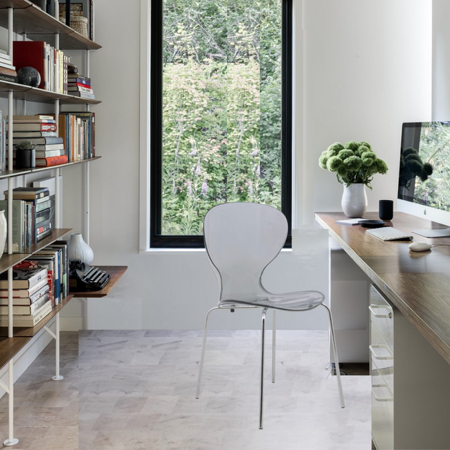 Mod Acrylic Smoke Grey Dining Chair with Chrome Legs