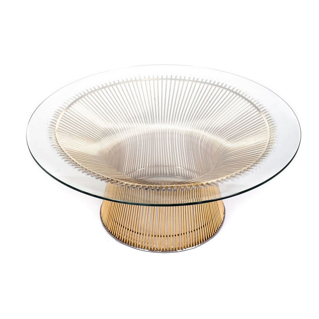 platner replica copy metal base glass round top mid century modern coffee cocktail table