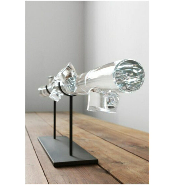 decorative glass sculpture on stand for living room sklo studio root on black metal stand