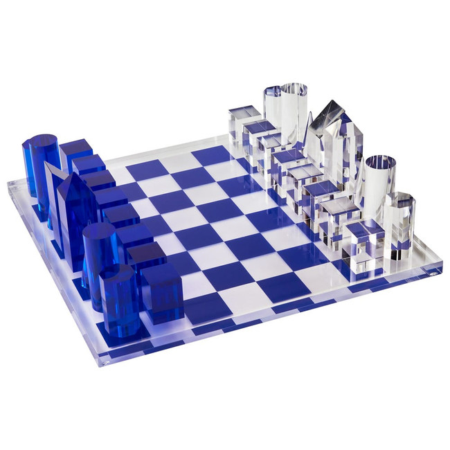 Luxury Acrylic Cobalt Blue & Clear Chess Set (HA118CHES