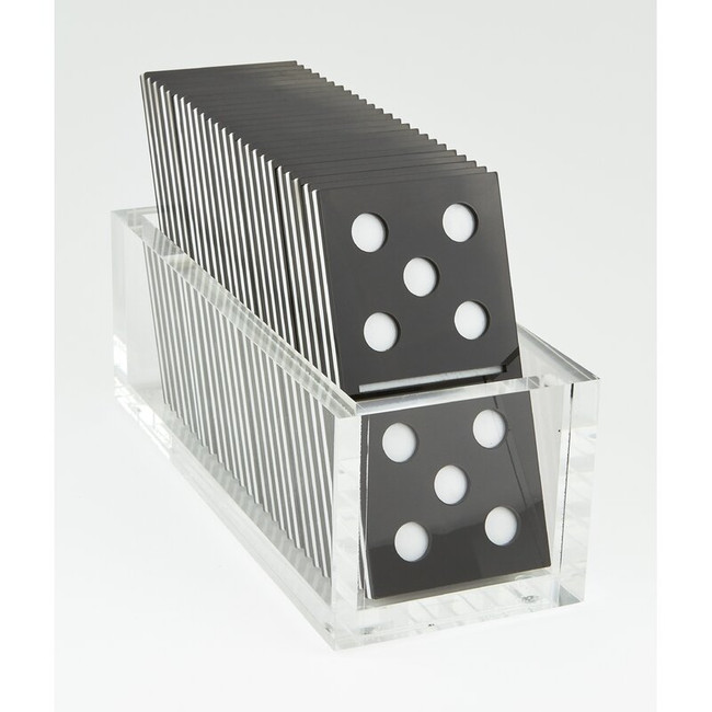 tizo designs acrylic domino set HA112DOM modern clear black white lucite game