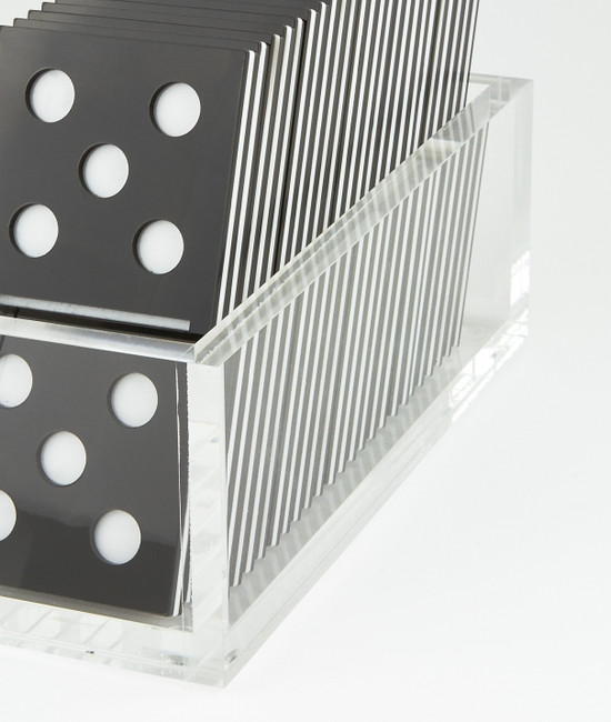 tizo designs acrylic domino set HA112DOM modern clear black white lucite game
