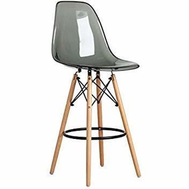 clear acrylic lucite grey eames counter stool replica with wood Eiffel legs khazana