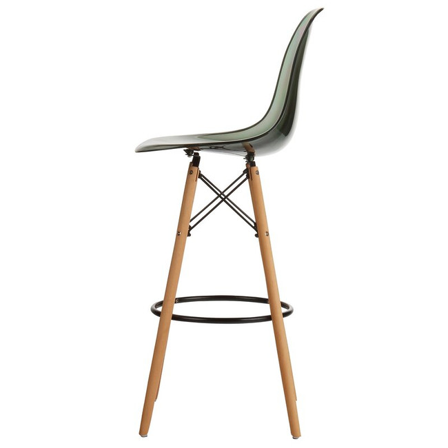 clear acrylic lucite grey eames counter stool replica with wood Eiffel legs