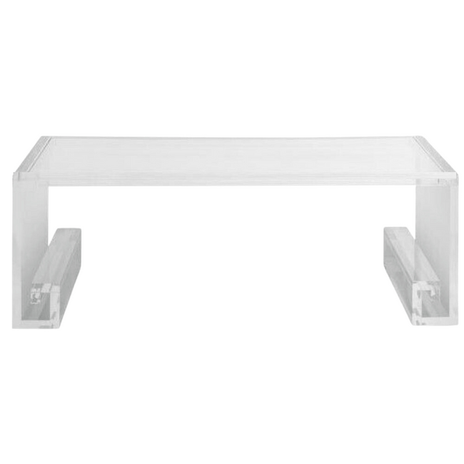 Thick Lucite Greek Key Leg Bench