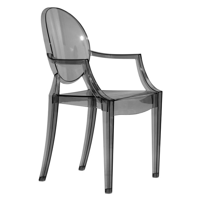 LeisureMod Carroll Modern Acrylic Dining Armchair sheer black ghost style copy replica