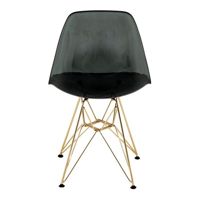 LeisureMod Cresco Modern Molded Eiffel Base Dining Side Chair-gold-Transparent Black