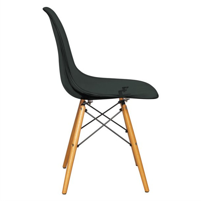 LeisureMod Dover Dining Side Chair With Wood Eiffel Base in Black