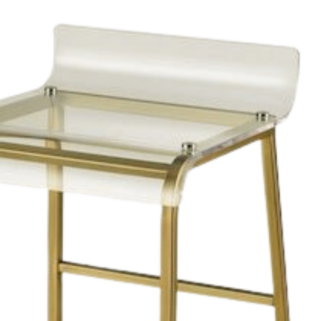 Clear Curve Barstool with Gold Legs and Low Back
