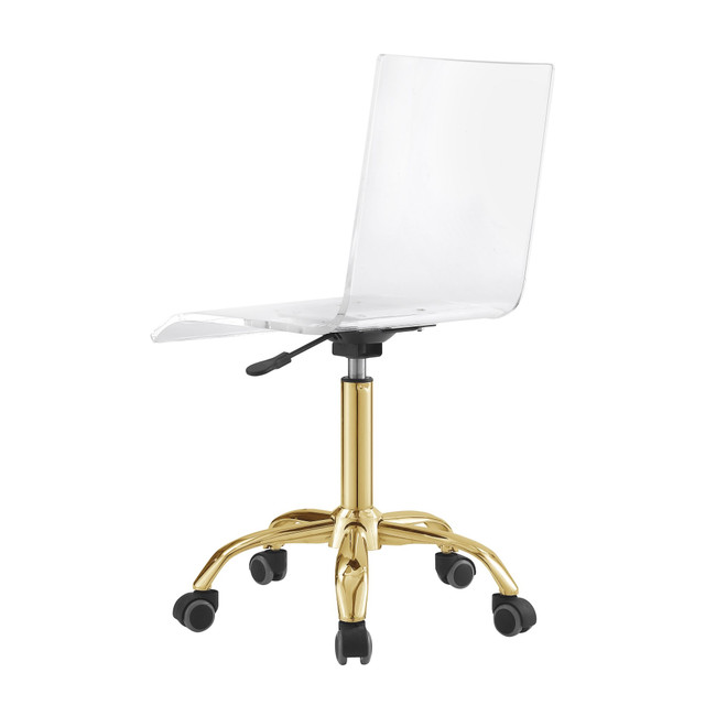 AC159-09GD-BB inspired home casandra clear acrylic lucite transparent desk office chair swivel adjustable