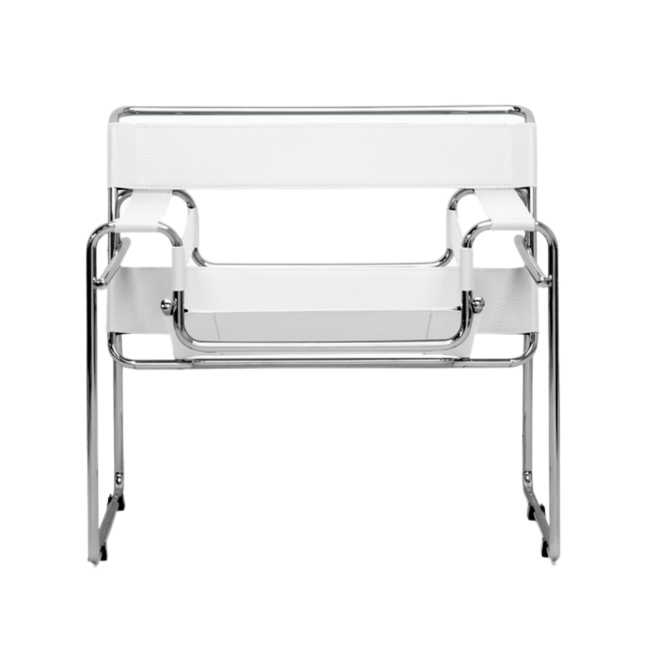 White Leather Strap and Clear Back Retro Chrome Chair (ALC-3001