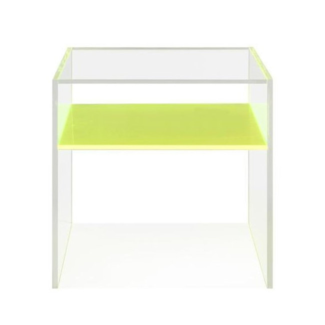 Acrylic lucite neon color storage shelf modern side end accent kids nightstand