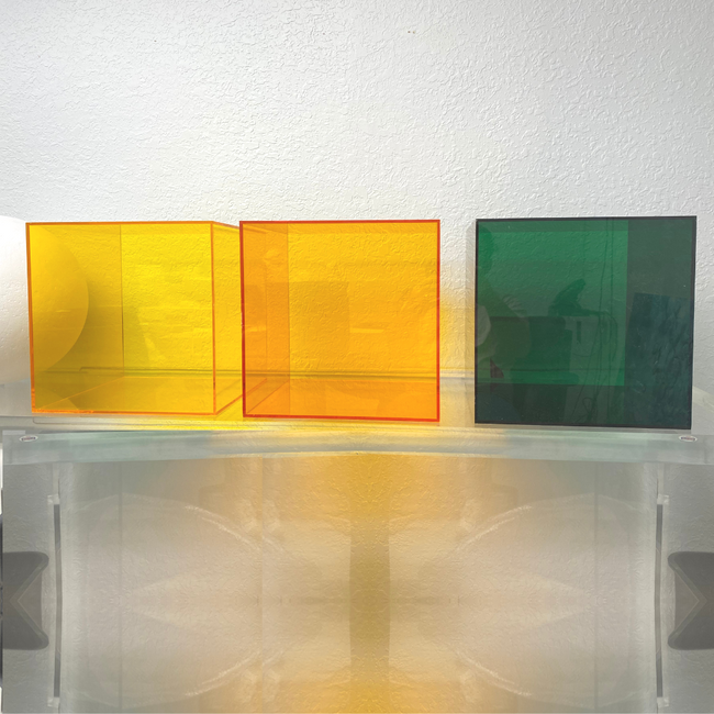 Color Lucite Cube Table,