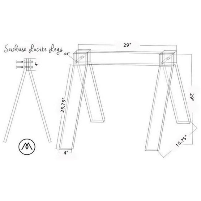 custom clear lucite acrylic sawhorse trestle architect style legs desk modern