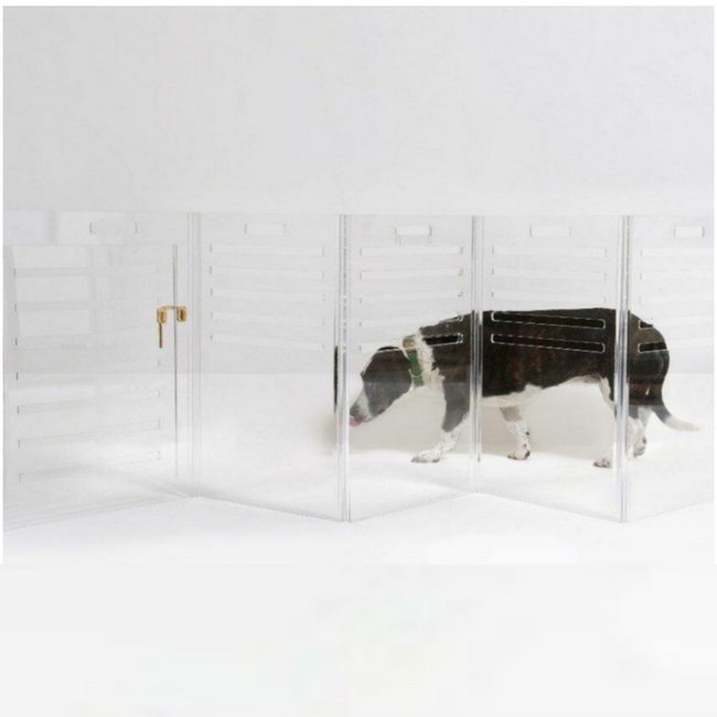 Lucite Pet Crate to Gate, Large Hiddin lucite acrylic furniture kennel