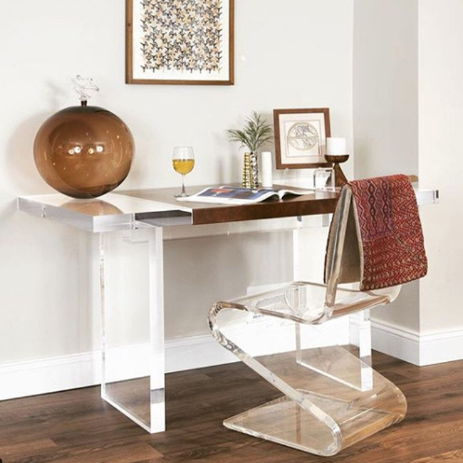 clear acrylic lucite z shape chair iconic plastic transparent modern desk chair