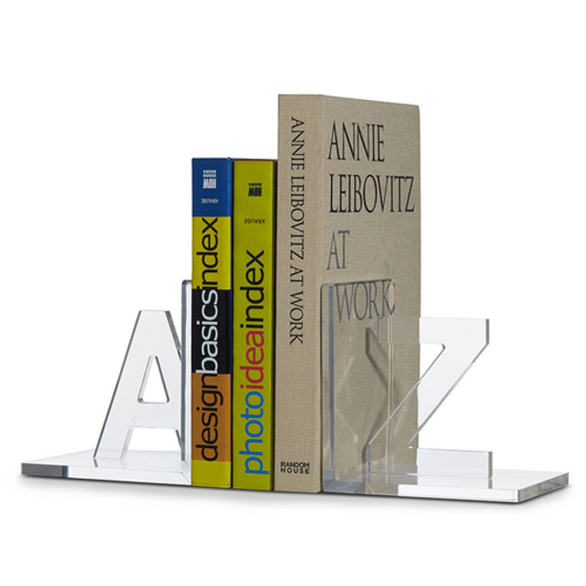 tara wilson custom initials letters lucite acrylic modern bookends gift