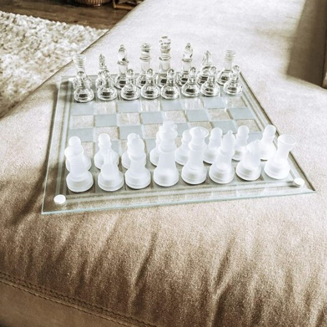 Luxury Frosted and Clear Glass Chess Set