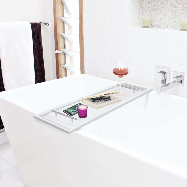 clear acrylic lucite modern bath caddy handles