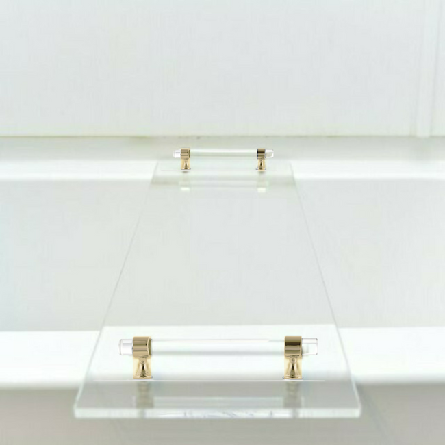 clear lucite acrylic modern bathtub caddy shelf handles