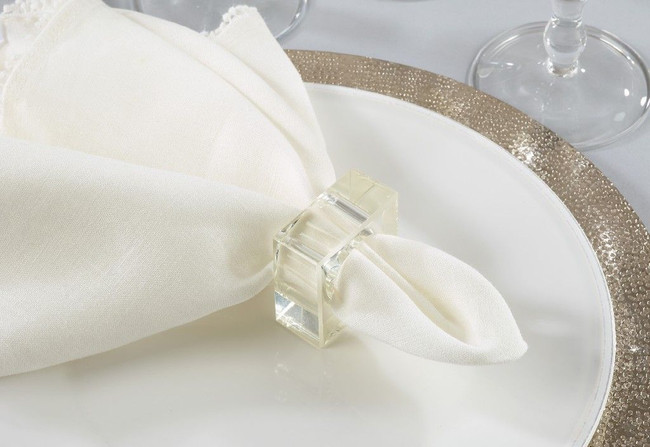 clear tizo modern square lucite acrylic set of 4 napkin rings