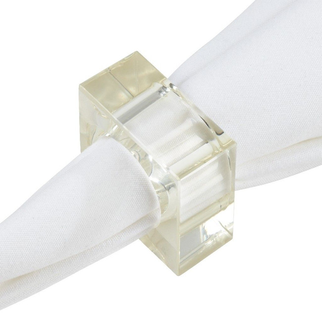clear tizo modern square lucite acrylic set of 4 napkin rings
